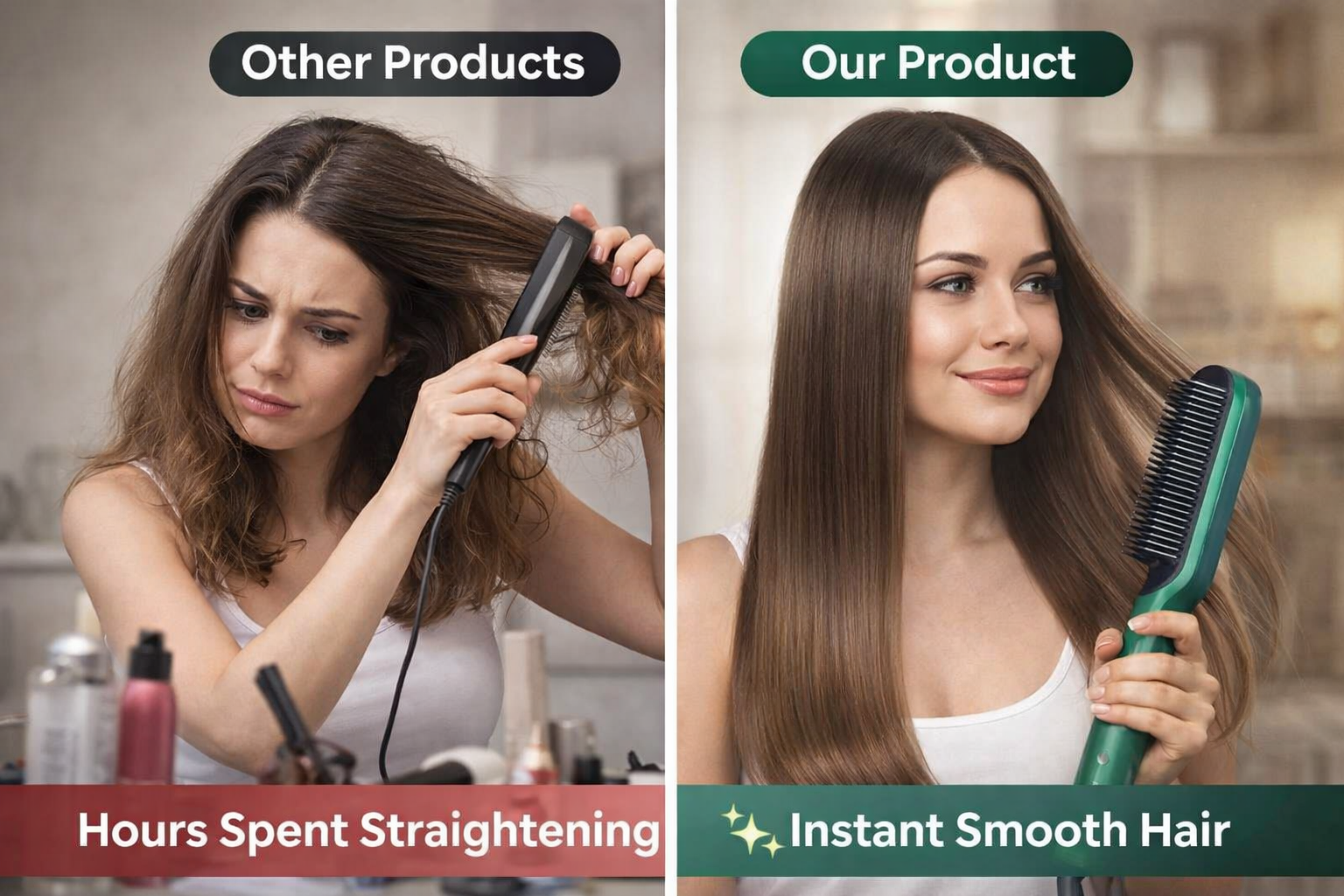 Instant Ceramic Hair Straightening Comb – Smooth, Style & Shine in One Brush